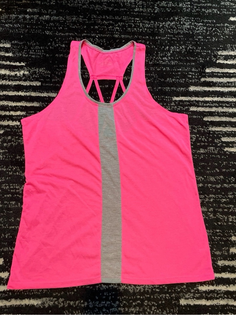 Hot Pink Racerback Tank with Center Gray Stripe